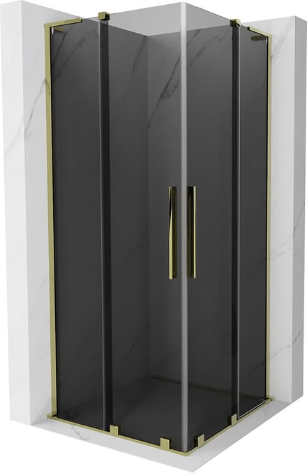 Mexen Velar L Duo schuifdouchecabine 80 x 80 , grafiet, goud - 871-080-080-02-43-50