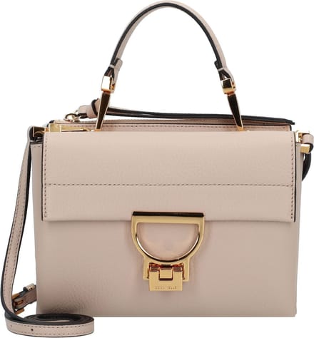 COCCINELLE Leren schoudertas avondtas Arlettis Handbag Grainy Leather Rosette Taupe