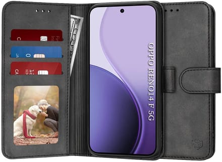 Hoesje geschikt voor Oppo Reno14 F/FS - Techsuit Diary Book Wallet Case - Zwart