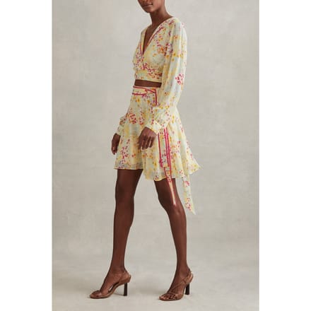 Reiss Buttercup Printed Flippy Skirt Pink/yellow Größe: 4 | Miniröcke Outlet | Damen | Rosa