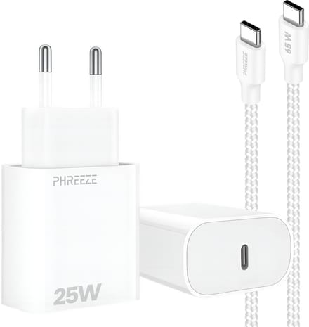 Usb C adapter 25w met usb C naar usb C kabel - Snellader - Super fast charger