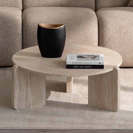 Milton & Oldbrook Salontafel Ø 80 cm Ulvila Travertinlook