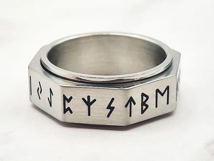 Mei's - Viking Rune Around - ring heren - runen - RVS zilver - ringmaat 55 mm