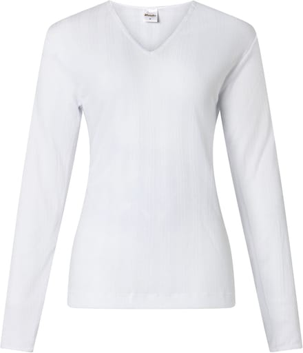 Lunatex - dames thermo T-shirt - lange mouw - 50% polyester en 50% modal - wit - maat S