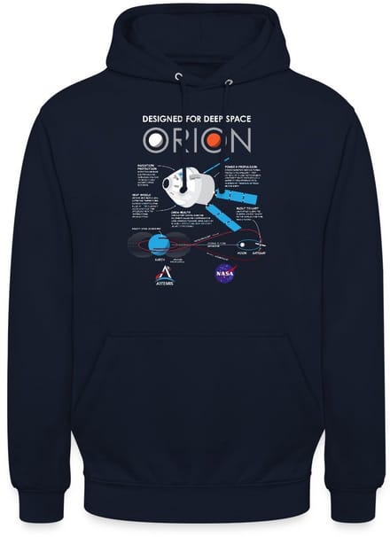 NASA Ontwerpkenmerken van het Orion-ruimtevaartuig Hoodie Unisex