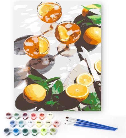 Rubye® Schilderen op nummer volwassenen - Orange Cocktails - 40x50cm