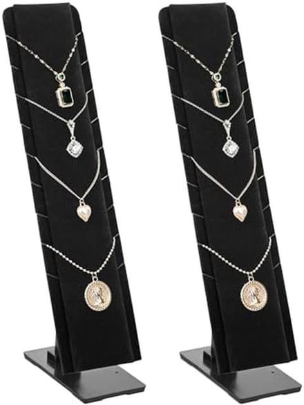Zwarte Fluwelen Meerdere Hanger Necklace Display Set - 2 Stuks