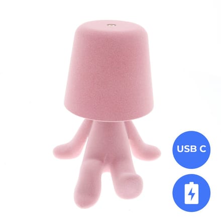 Oplaadbare LED Tafellamp - Denker - Roze Velours - Dimbaar - USB-C
