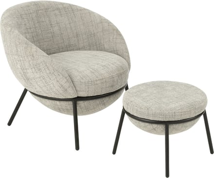 J-Line loungestoel + poef - ijzer - grijs/zwart