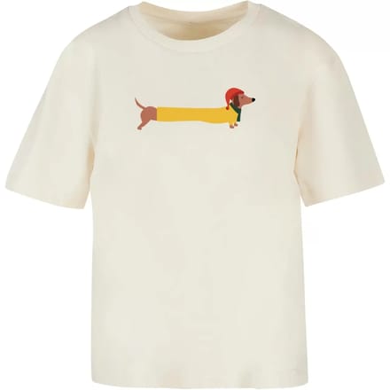 Merchcode - Christmas Dog Dames Tshirt - M - Creme