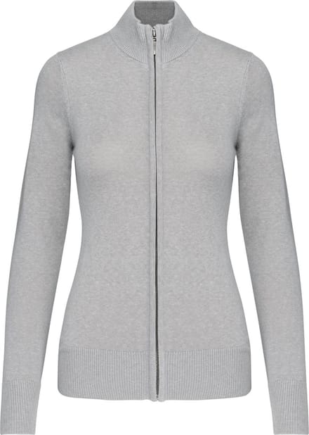 Kariban Dames cardigan met rits K962 - Grey Melange - M