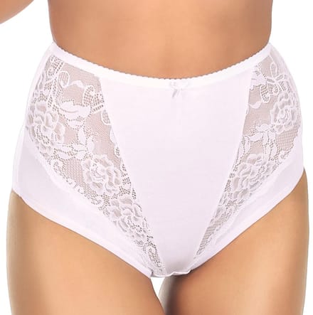 FUNNY DAY Dames Slip KLARA - Wit - Maat 2XL - Hoge taille met kant