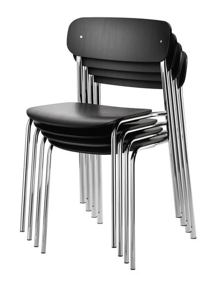Thonet S 243 Stalen buisstoel - verchroomd - Beuken zwart (TP 29) gebeitst