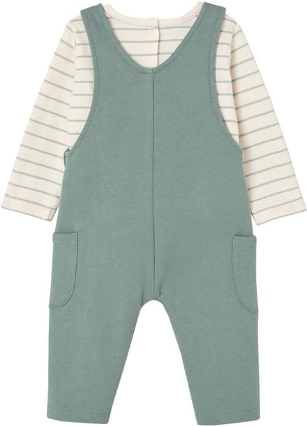 Vertbaudet Fleece babyset met T-shirt en tuinbroek
