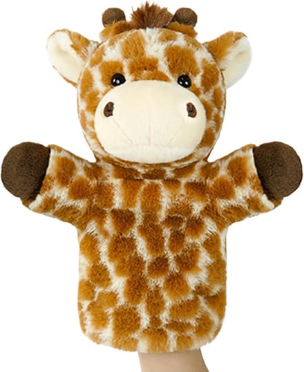 Dierenhandpop - Poppen Speelgoed - Interactief Verhaal - Gemakkelijk Te Hanteren - 26x20x10cm - Giraf