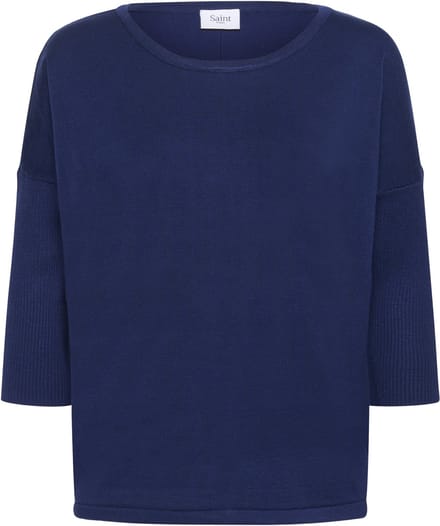 Saint Tropez A2561, MilaSZ R-Neck Pullover Dames Trui - Navy Peony