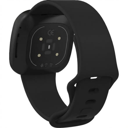 Siliconen Sport bandje - Geschikt voor Fitbit Sense/ Versa 3/ Versa 4/ Sense 2 - Zwart