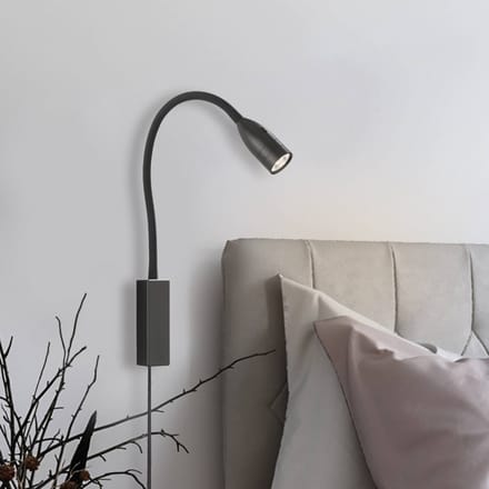 Fischer & Honsel Sten Wandlamp - LED Nachtlamp/leeslamp met flexibele arm - Warm wit licht - 5W - Dimbaar - Zwart