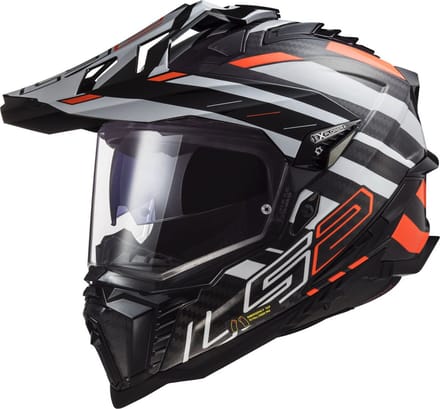 LS2 MX701 Explorer Carbon Edge Zwart Fluo Oranje Adventure Helm - Maat M - Helm