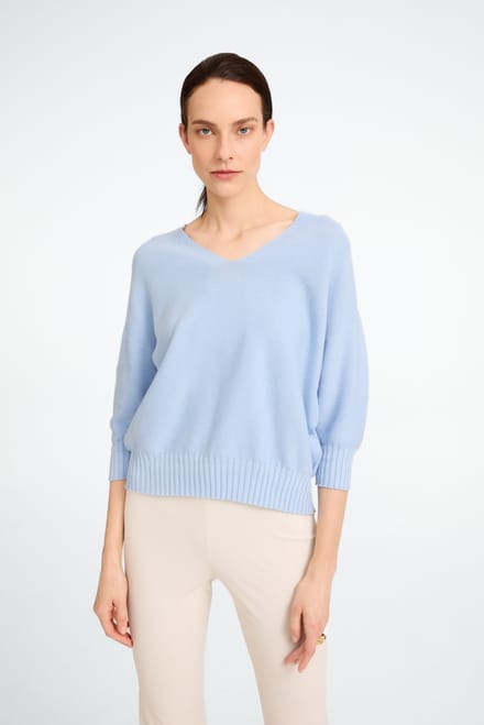 Seamless cotton pullover 317 | Azzurro - Azzurro / S