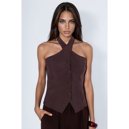 Modal Blend Halter Tie Fitted Vest