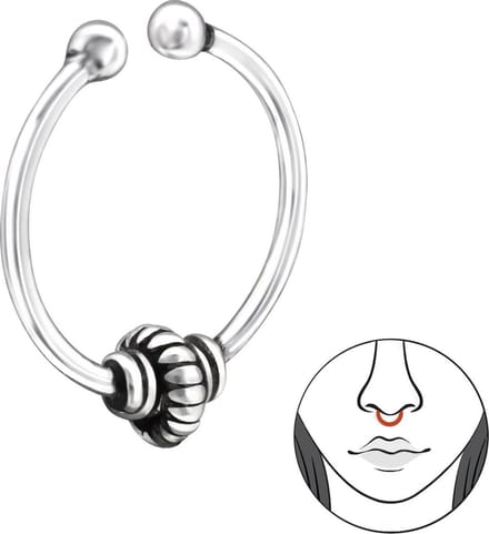 Amanto Neusclips Frankje C - 925 Zilver Geoxideerd - Bali - ∅10mm