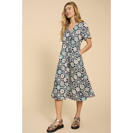 White Stuff Ivy Linen Mini Dress Blue Printed Taglia: 8 REGULAR | Abiti Midi Outlet | Donna | Bianco
