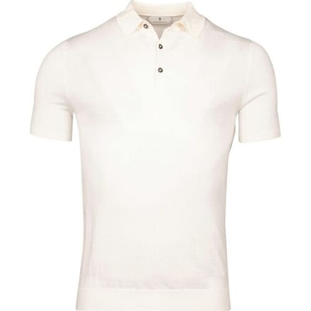 Thomas Maine Polo Uni Color Fine Merino Single Knit Ecru / male