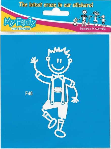 Vader in lederhosen - autosticker - wit - 11 cm hoog