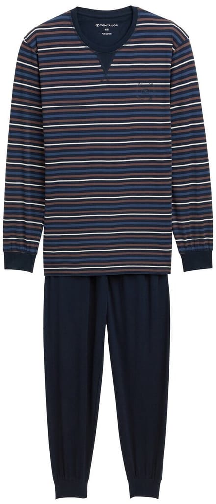 Tom Tailor - Pyjamaset met gestreept patroon - Maat 48 - brown-dark-ringlet