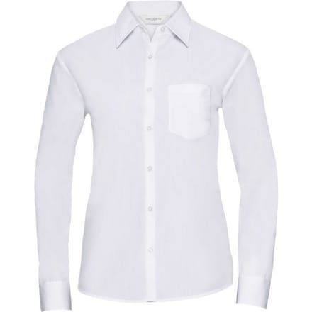 Russell Collection Dames/Dames Poplin Easy-Care Formeel Overhemd Met Lange Mouwen (Wit)