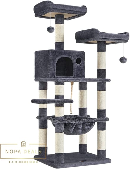 Luxe Krabpaal 143 cm – Het Ultieme Kattenparadijs (Donkergrijs)