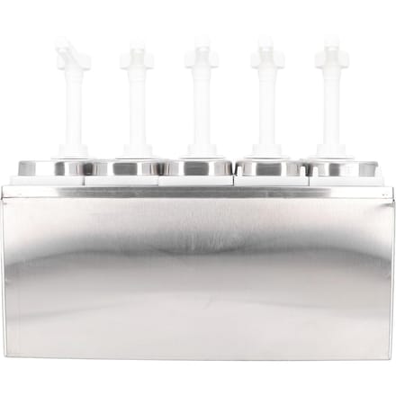 Sausdispenser Pomp Salade Jam Kruiden Smaakmaker Knijppomp Container met Basis voor Keuken Restaurant 5 Pumps white