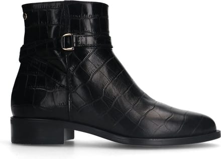 No Stress - Dames - Zwarte leren laarsjes met crocoprint - Maat 41
