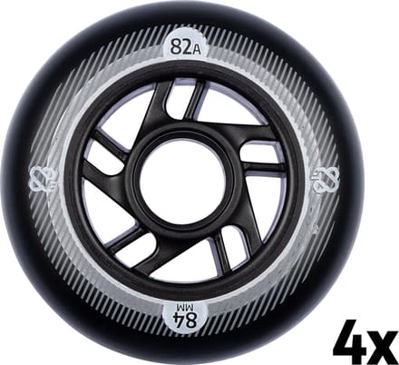 Nijdam Inline Skate Wielen Set - 84x24 mm - 4st - Black/Zwart