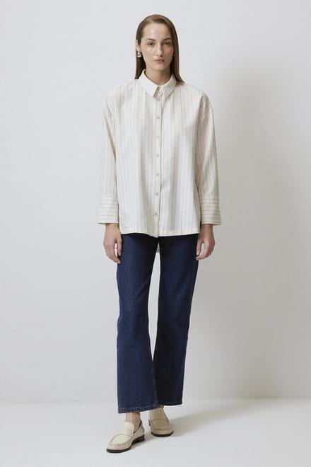 Touché Privé - Oversize gestreept overhemd - Crème - Dames