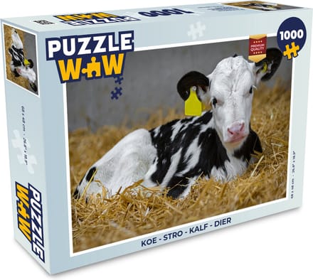 Puzzel Koe - Stro - Kalf - Dier - Legpuzzel - Puzzel 1000 stukjes volwassenen