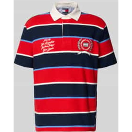Tommy Hilfiger Tjm Relaxed Ss Stripe Polo Rapid Red Stripe Größe: M | Poloshirts Outlet | Herren | Rot
