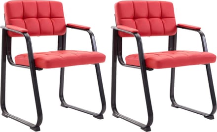 CLP Canada B Set van 2 eetkamerstoelen - met armleuning - Zwart Frame - Kunstleer - rood