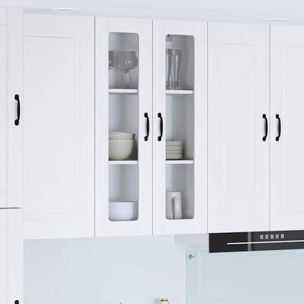 vidaXL - Wandglas - Kasten - LUCCA - Wit - 60 - x - 31 - x - 100 - cm - Bewerkt - hout