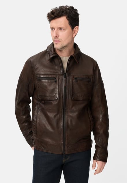 camel active Leren pilotenjas met binnenzakken - Maat - Bruinmenswear-52