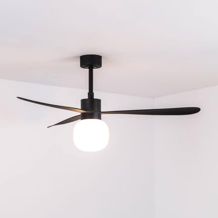 FARO BARCELONA LED plafondventilator Amelia Ball L, zwart, DC, stil