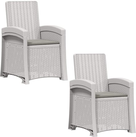 vidaXL - Ligstoel - Rieten - Look - 2 - st - Wit - en - Lichtgrijs - PP