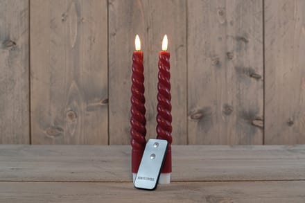 Swirl | set LED kaars | Dinerkaars | afstandsbediening | Bordeaux | 23 cm