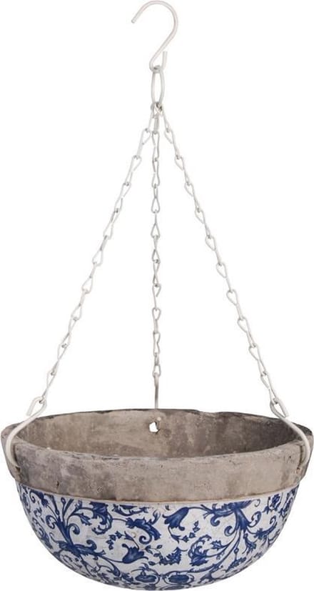 Keramiek hanging basket blauw