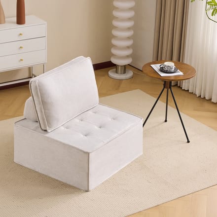 STILVORA Sofa - Modulaire Design Zitbank - Compacte Oplossing - Voor Kleine Ruimtes - 100% Linnen - Beige