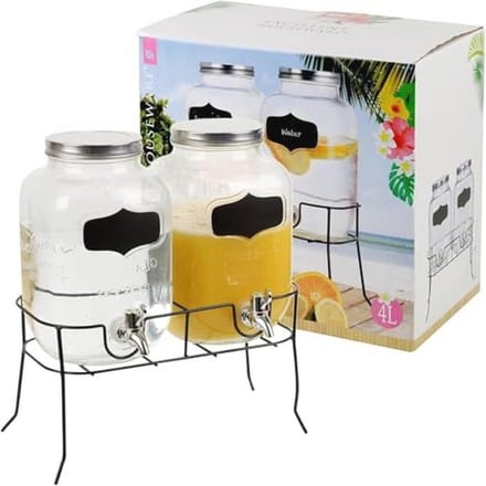 Grote glazen drankdispenser met tapkraan - 3,5 liter