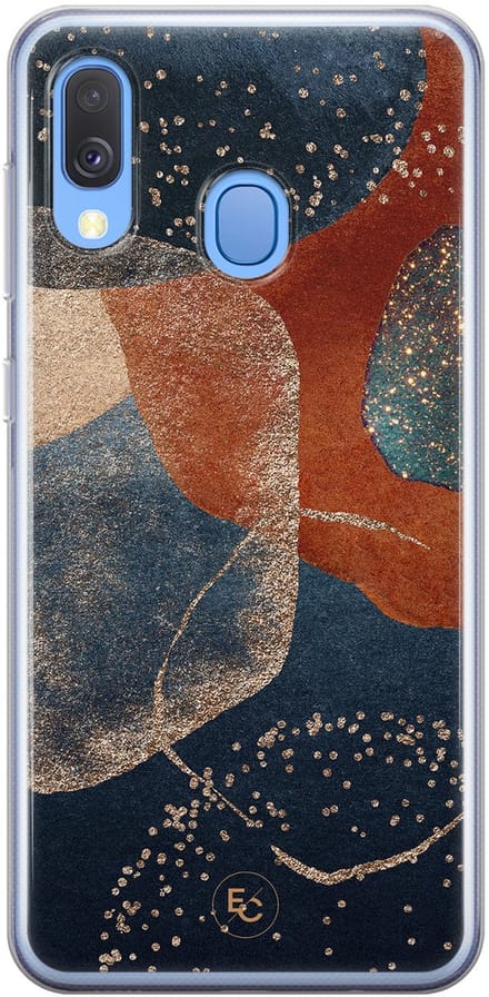 Hoesje geschikt voor Samsung Galaxy A40 - Abstract Terracotta - Soft Case - TPU - Print - Multi - ELLECHIQ