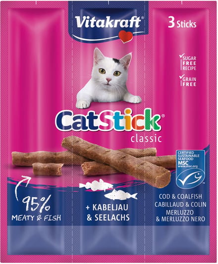 Vitakraft Catstick Mini - Kabeljauw & Tonijn - Kattensnack - 3 sticks