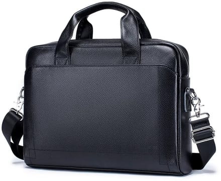 Aktetas - Laptoptas - Schooltas - Schoudertas - Leder - Zwart
